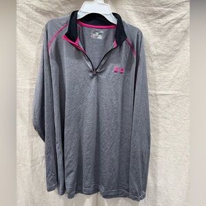 Under Armour Long Sleeve Heat Gear Gray Shirt with Pink Accents